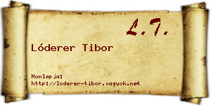 Lóderer Tibor névjegykártya
